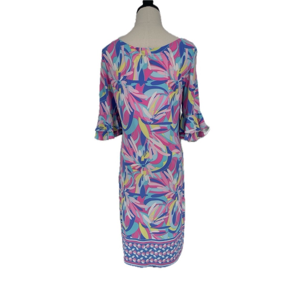 Pappagallo Colorful Pastel Cactus Rose Ruffled Half Sleeve Mini‎ Dress Size S - Picture 5 of 7